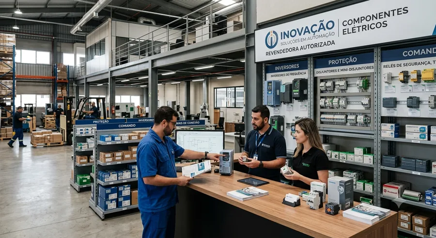 Balcão de atendimento de revenda de materiais de automação e componentes elétricos