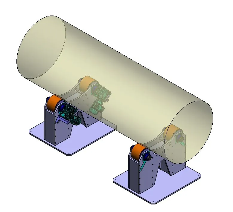 Cavalete motorizado para rotação de estruturas de alta massa